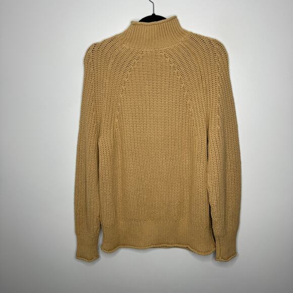 NWT J. CREW Relaxed Rollneck Sweater Khaki Chunky Knit Tan Small - Picture 3 of 6